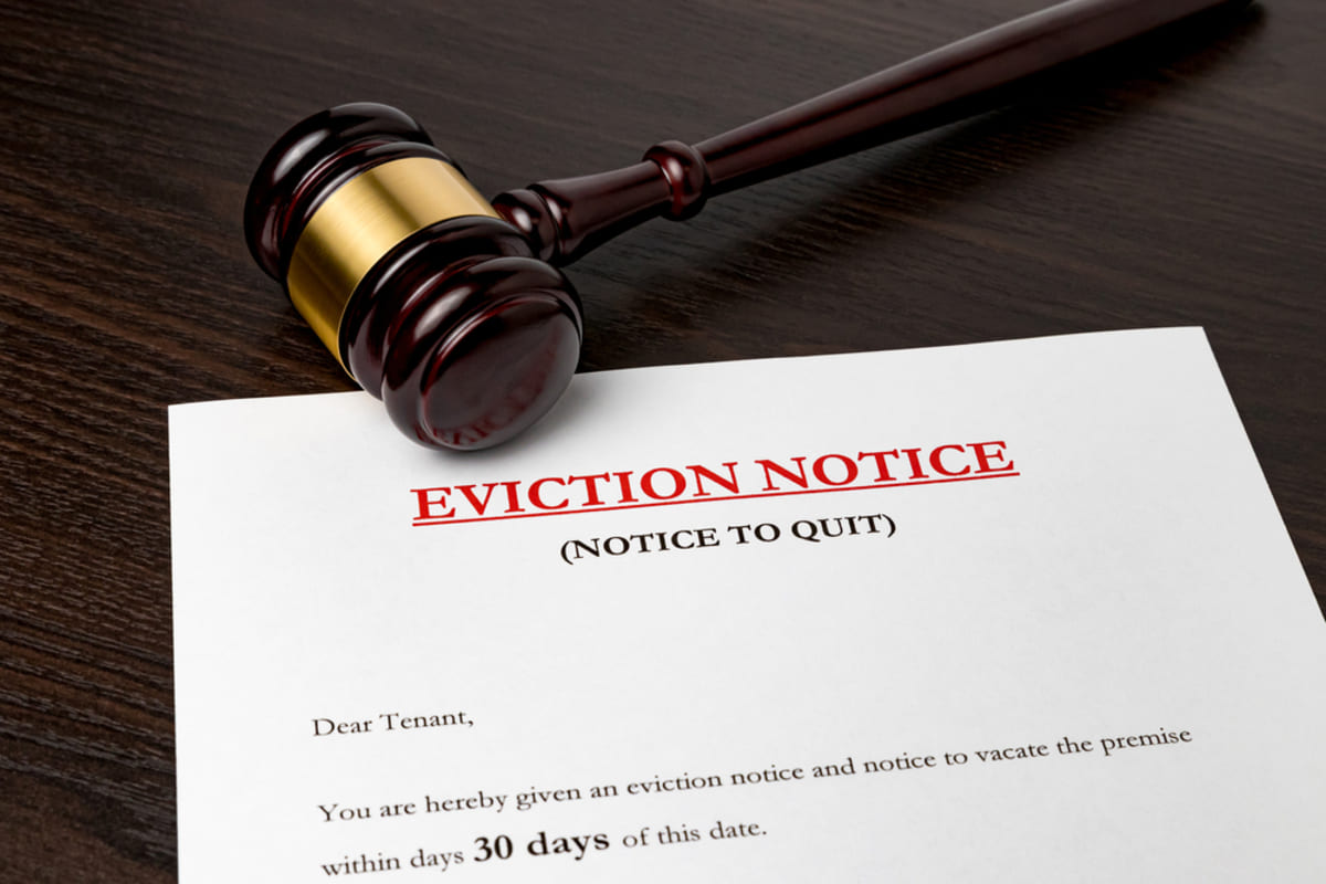 Eviction notice document with gavel
