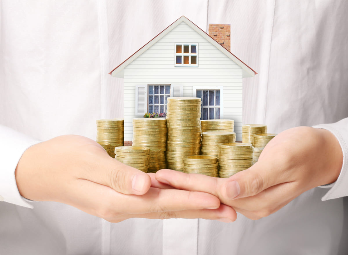 House and coins represent home value
