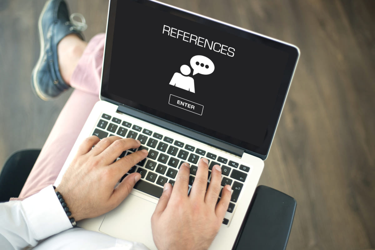 The word references on a laptop screen