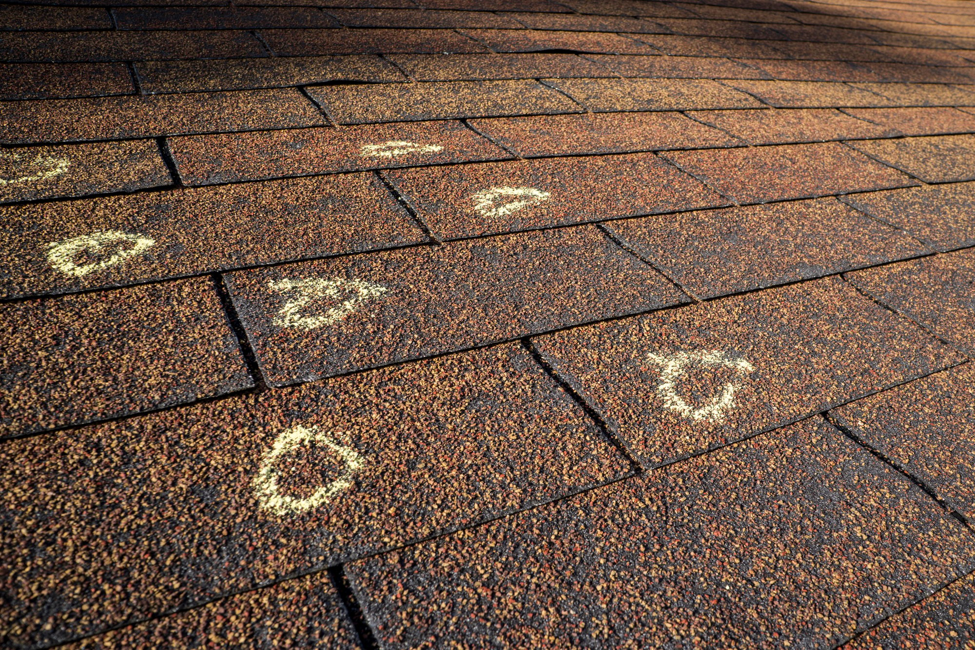 Marked Hail Damage On A Roof